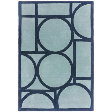 Metro Modern Geometric Hand-Carved Hi-Low Wool Powder Blue/Navy Rug-Asiatic Carpets-Rug Love - The Most Loved Rug Store
